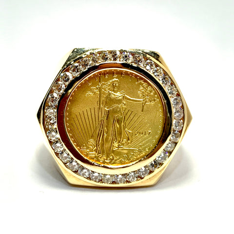 22/14k Gold Estados Unidos Mexicanos 1945 Coin Ring 37487: buy online in  NYC. Best price at TRAXNYC.