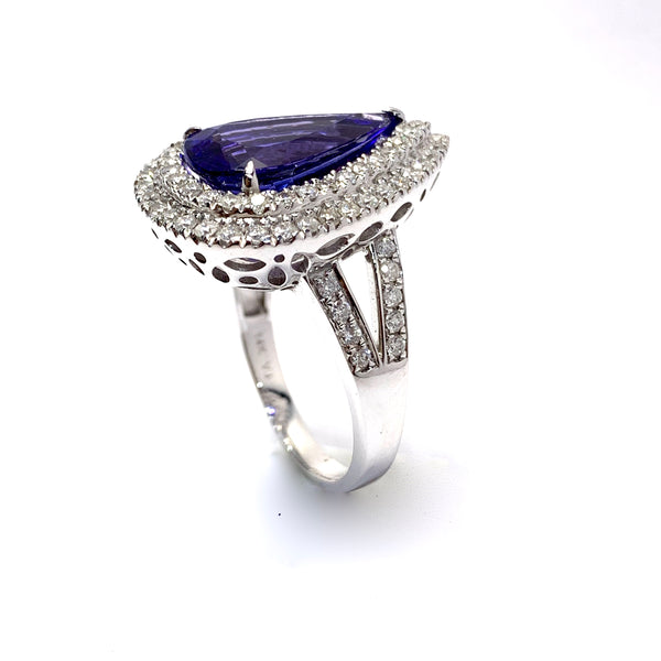 PEAR SHAPE TANZANITE RING