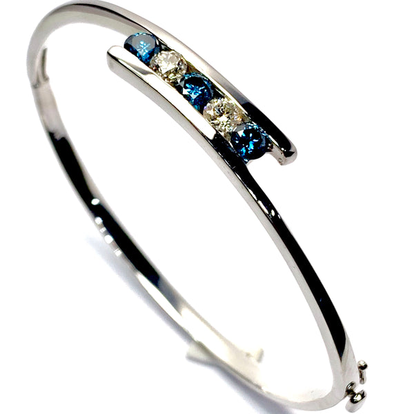 Blue Topaz and Diamond Hinged Bangle Bracelet in 14K Gold – Roxx Fine  Jewelry