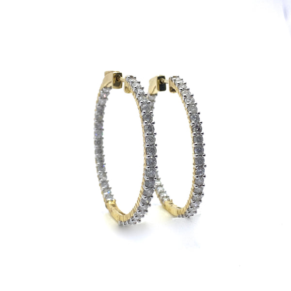 DIAMOND INSIDE OUT HOOP EARRINGS