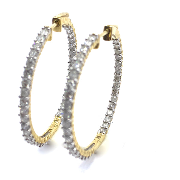 DIAMOND INSIDE OUT HOOP EARRINGS