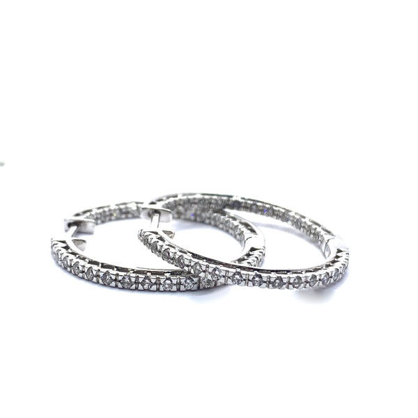 DIAMOND INSIDE OUT HOOP EARRINGS