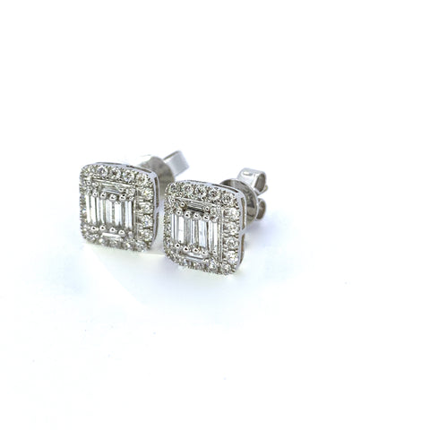 BAGUETTE AND ROUND DIAMOND EARRINGS