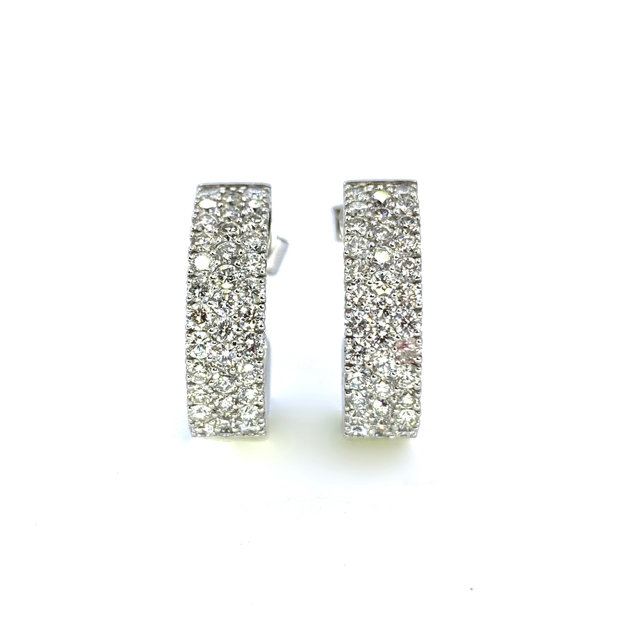 THREE ROW DIAMOND HOOP EARRINGS