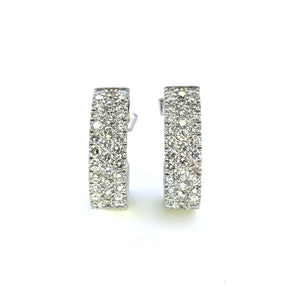 THREE ROW DIAMOND HOOP EARRINGS