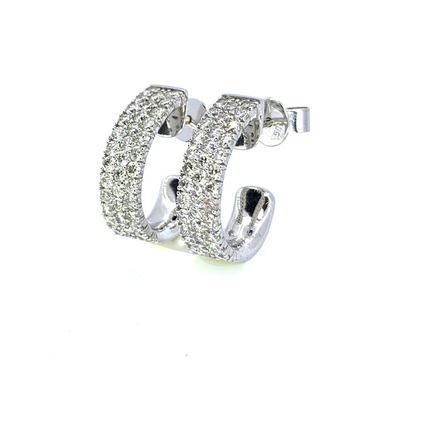 THREE ROW DIAMOND HOOP EARRINGS