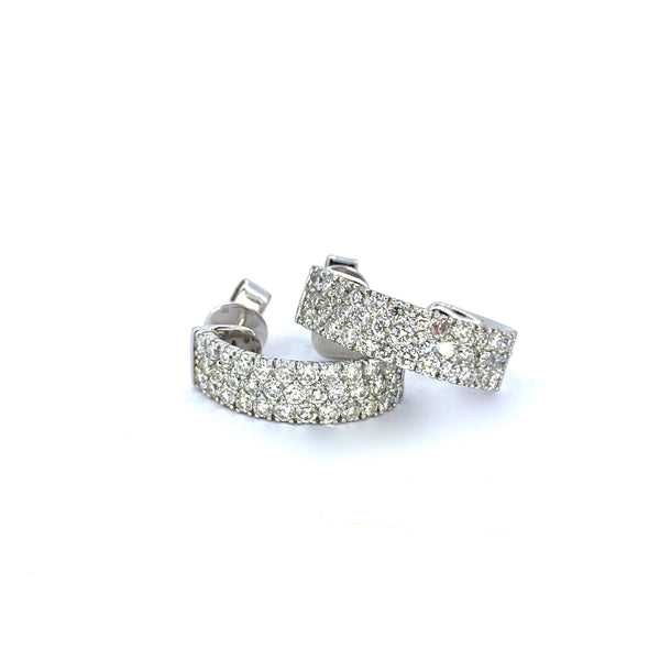 THREE ROW DIAMOND HOOP EARRINGS