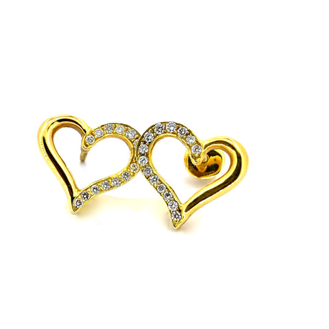 YELLOW GOLD HEART SHAPE DIAMOND EARRINGS