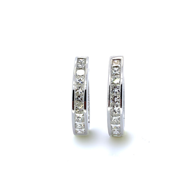 PRINCESS CUT DIAMOND HOOP EARRINGS