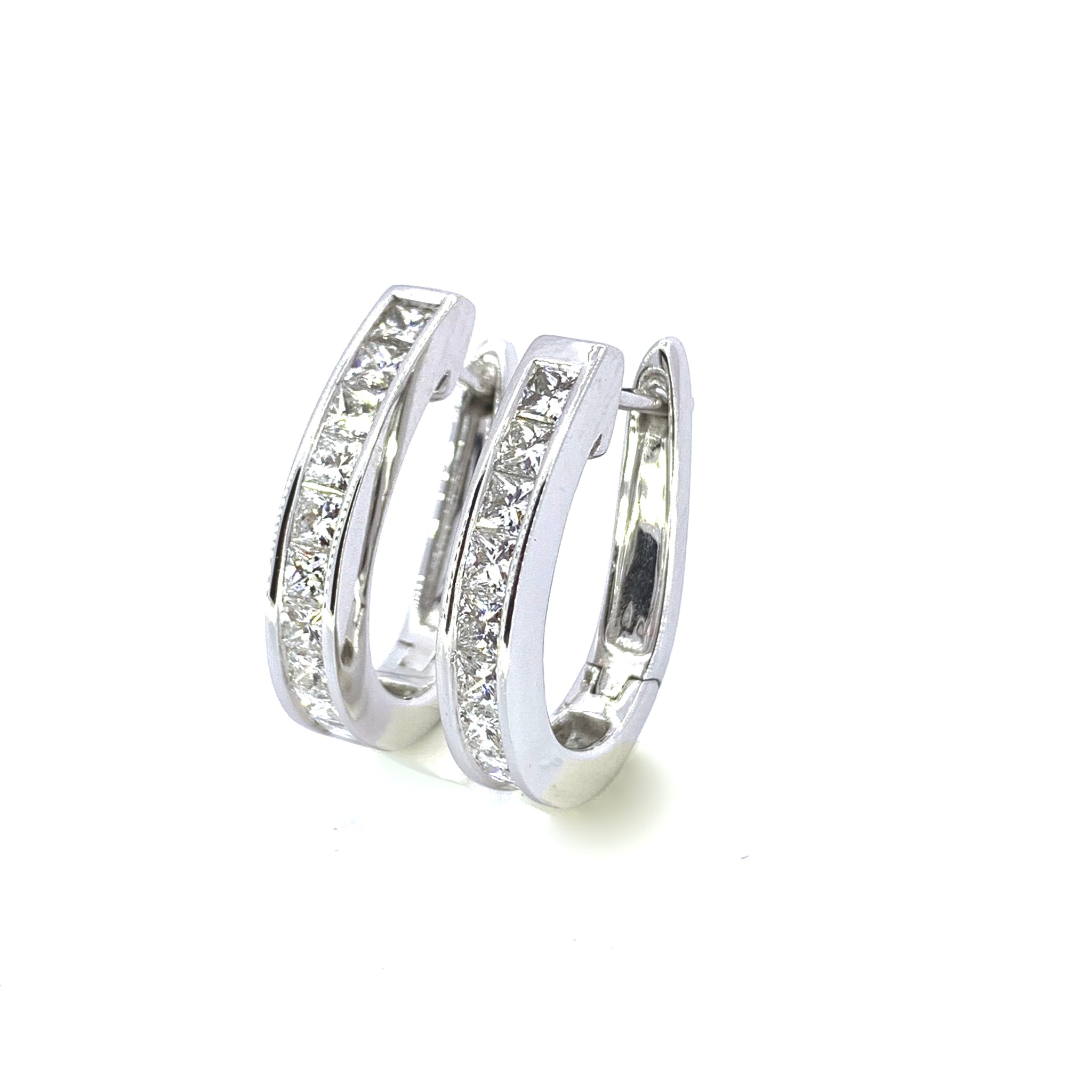 PRINCESS CUT DIAMOND HOOP EARRINGS
