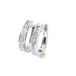 PRINCESS CUT DIAMOND HOOP EARRINGS