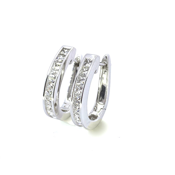 PRINCESS CUT DIAMOND HOOP EARRINGS