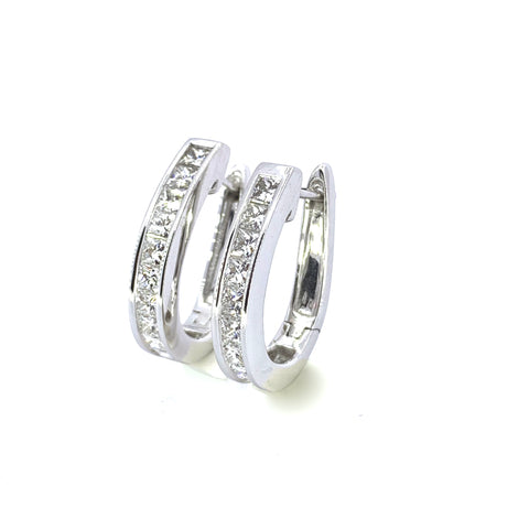 PRINCESS CUT DIAMOND HOOP EARRINGS