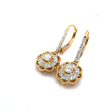 ROSE GOLD LEVER BACK DIAMOND EARRINGS