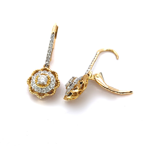 ROSE GOLD LEVER BACK DIAMOND EARRINGS