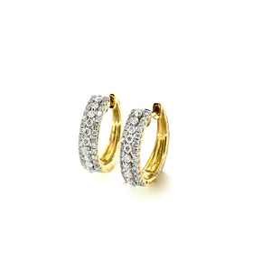 3 ROW DIAMOND HUGGIE EARRINGS