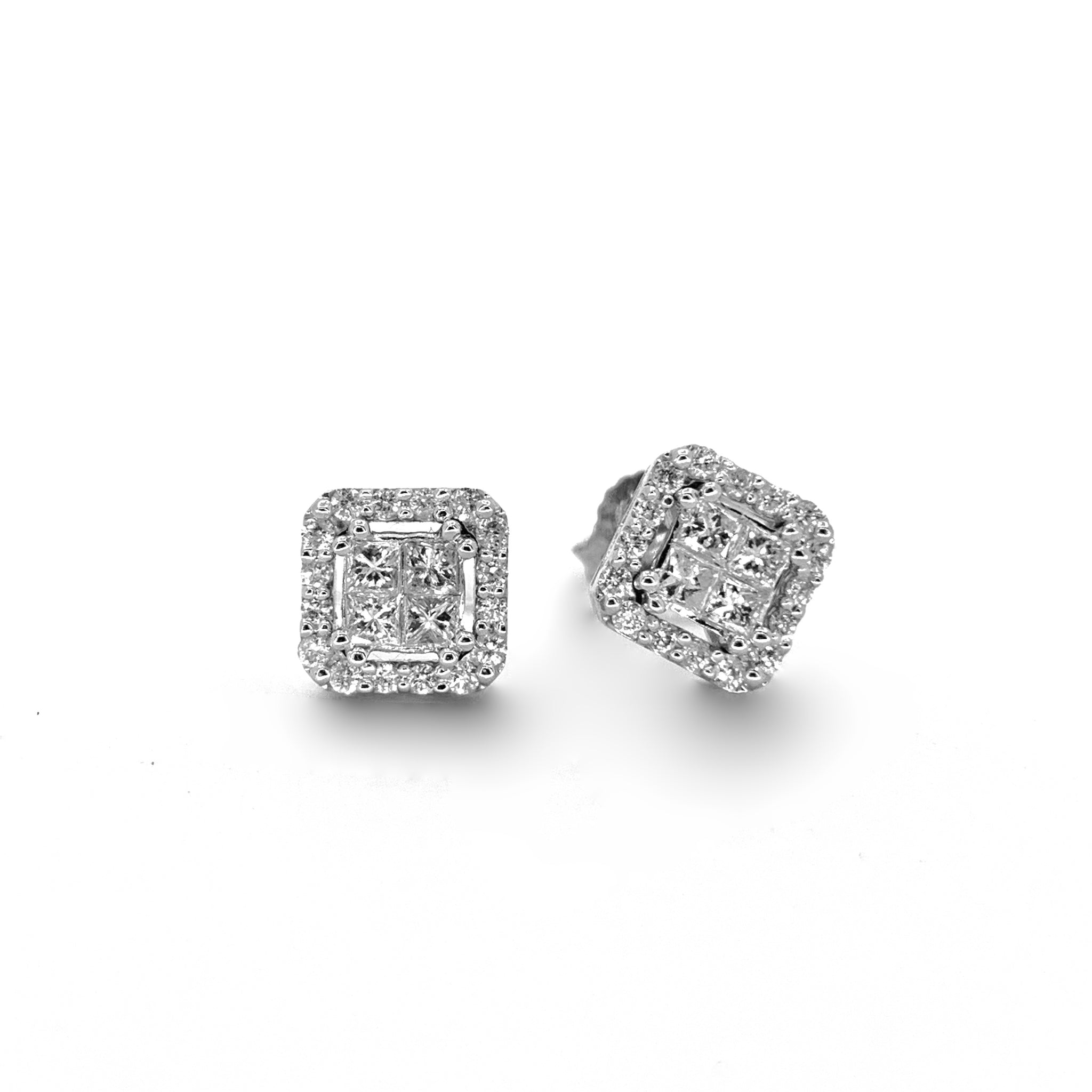 PRINCESS CUT HALO EARRINGS