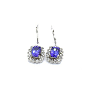 CUSHION CUT TANZANITE AND DIAMOND EARRINGS