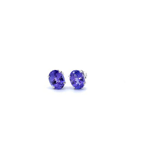 OVAL SHAPE TANZANITE STUD EARRINGS