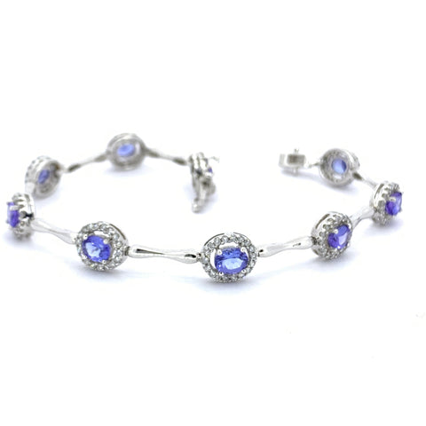 TANZANITE AND DIAMOND HALO BRACELET