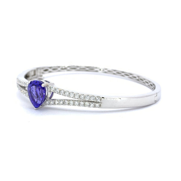 PEAR SHAPE TANZANITE AND DIAMOND BANGLE BRACELET