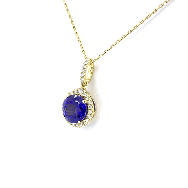 TANZANITE AND DIAMOND HALO PENDANT