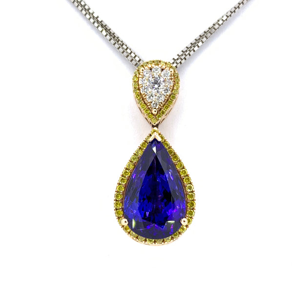 MASTERPIECE TANZANITE YELLOW AND WHITE DIAMOND PENDANT