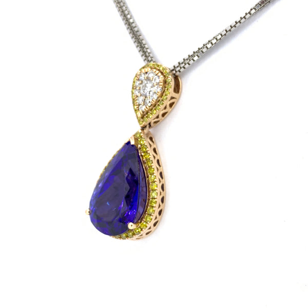 MASTERPIECE TANZANITE YELLOW AND WHITE DIAMOND PENDANT