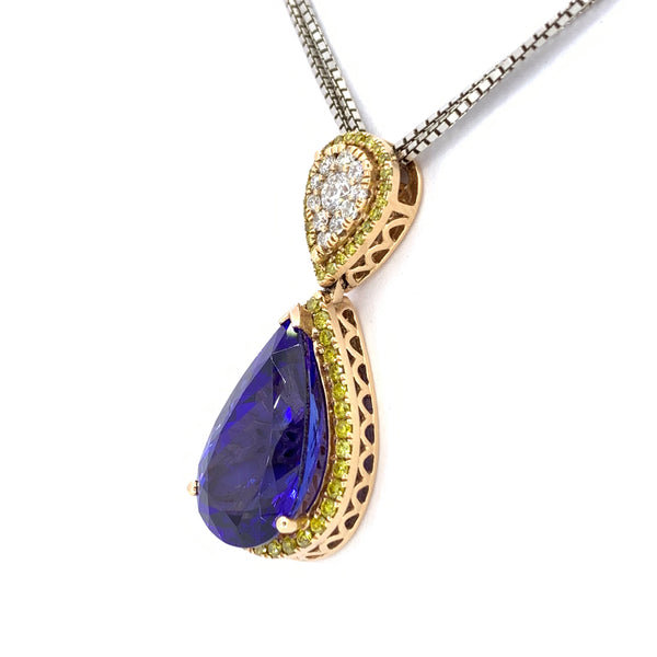 MASTERPIECE TANZANITE YELLOW AND WHITE DIAMOND PENDANT