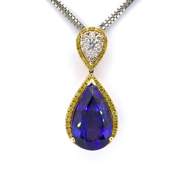 MASTERPIECE TANZANITE YELLOW AND WHITE DIAMOND PENDANT