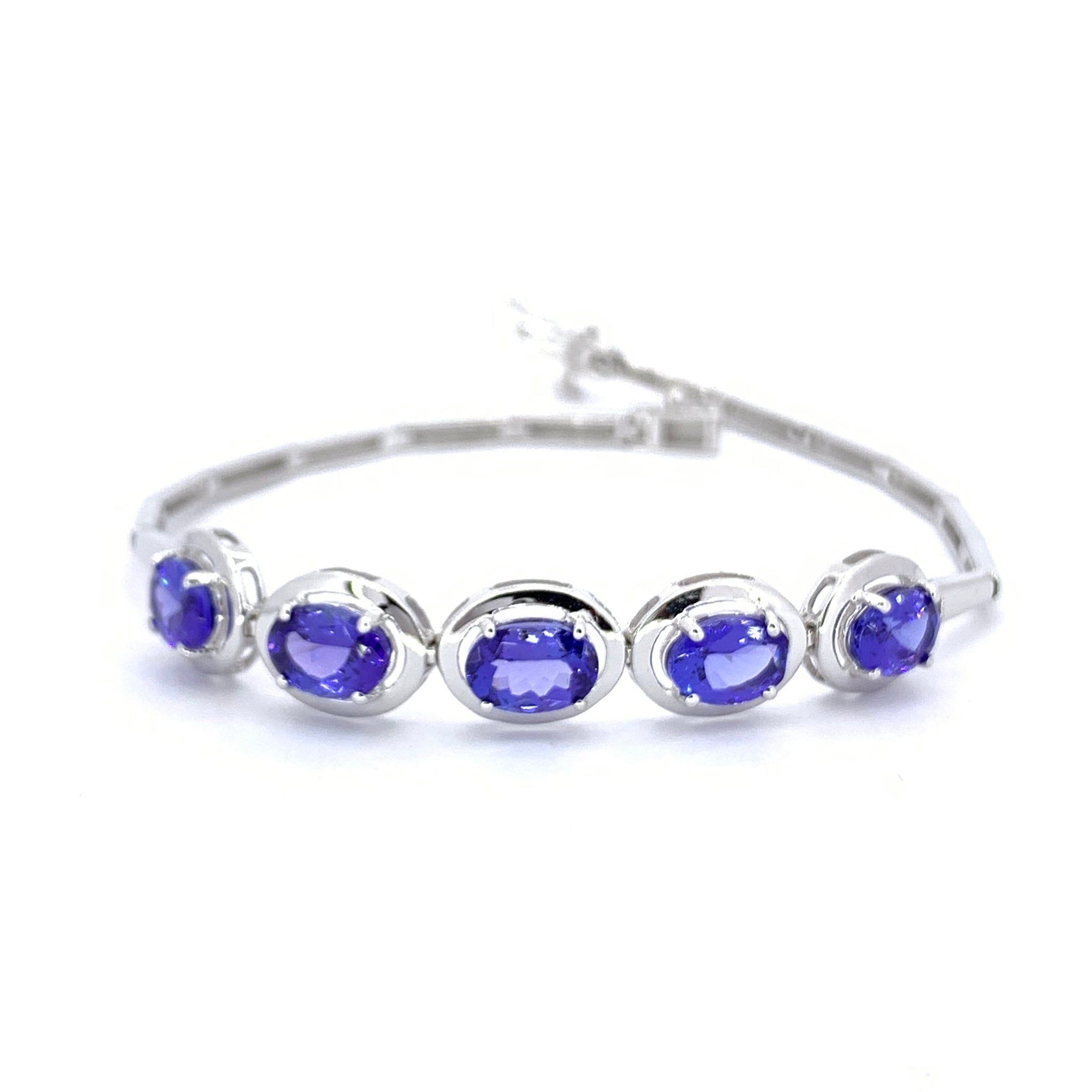 WHITE GOLD OVAL SHAPE TANZANITE BRACELET