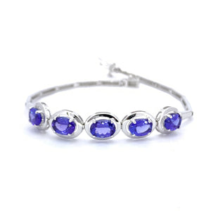 WHITE GOLD OVAL SHAPE TANZANITE BRACELET