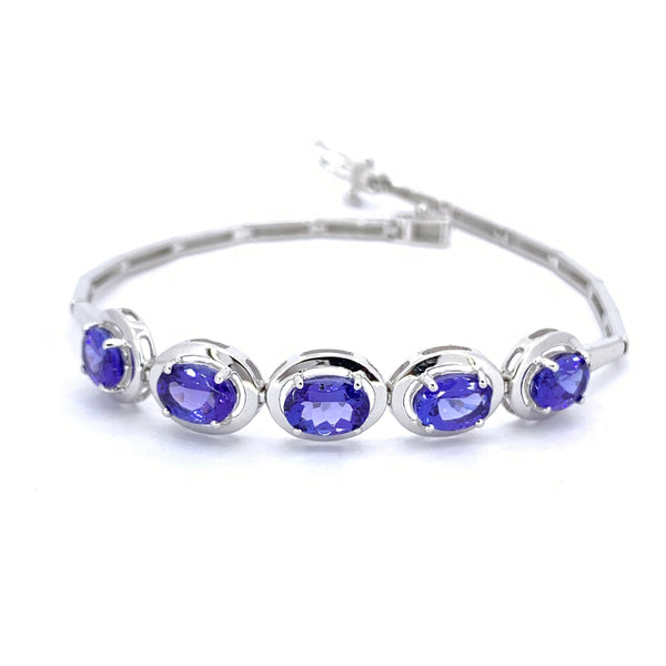 WHITE GOLD OVAL SHAPE TANZANITE BRACELET