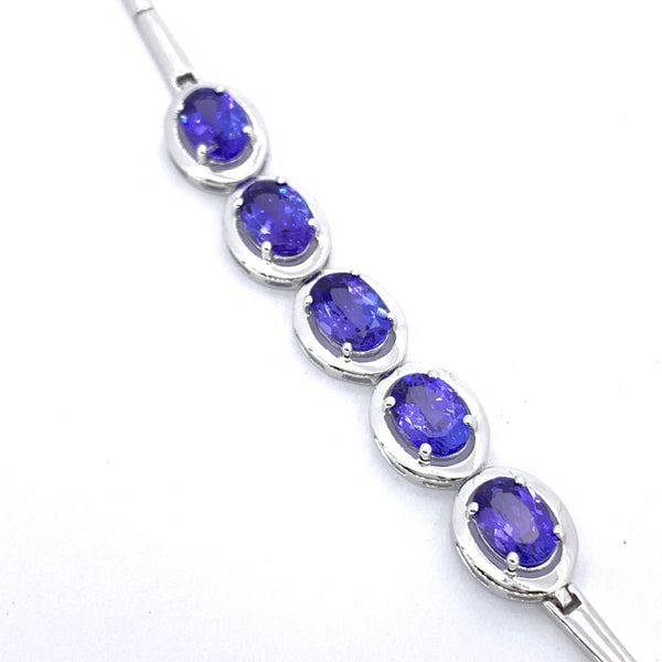 WHITE GOLD OVAL SHAPE TANZANITE BRACELET