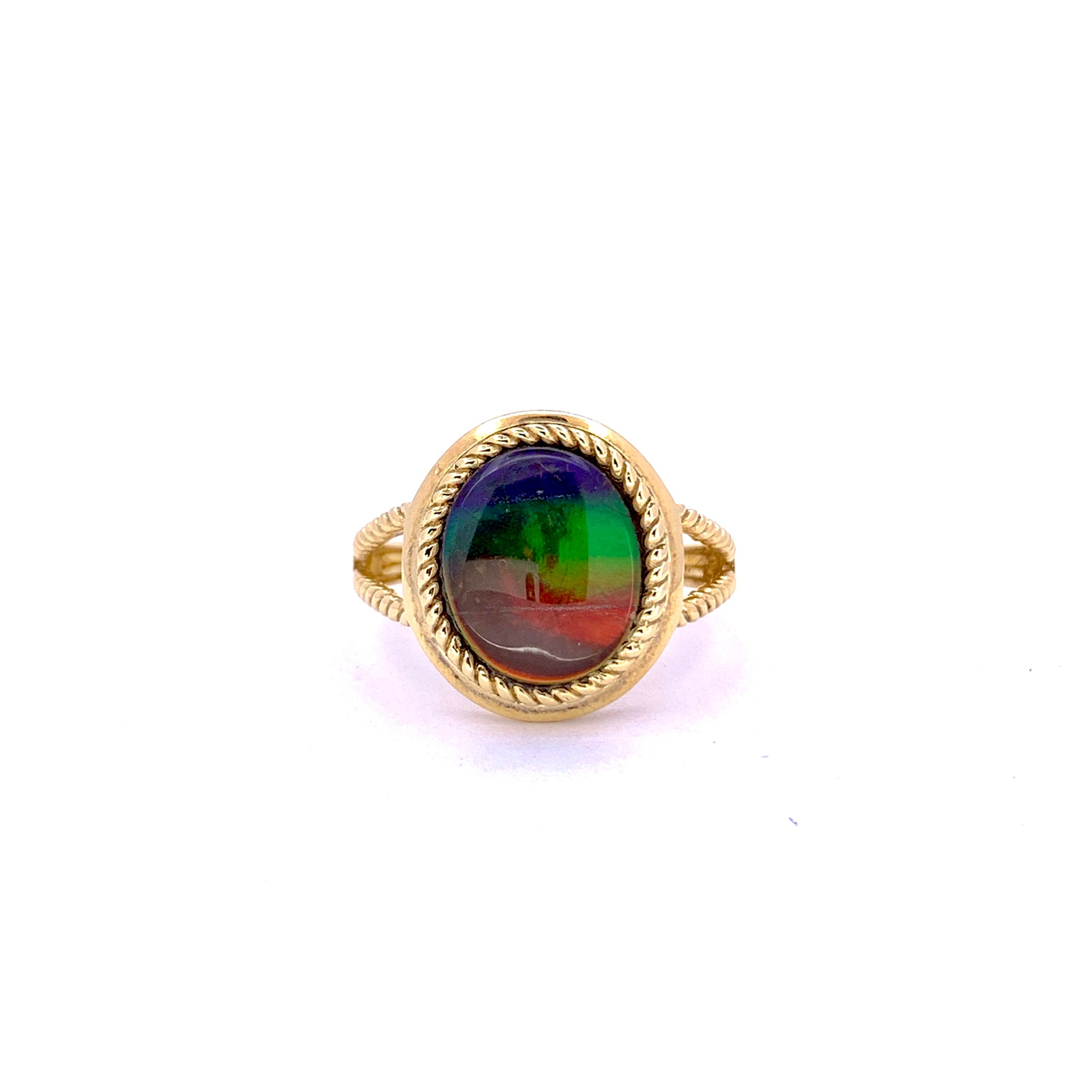 OVAL SHAPE AMMOLITE RING