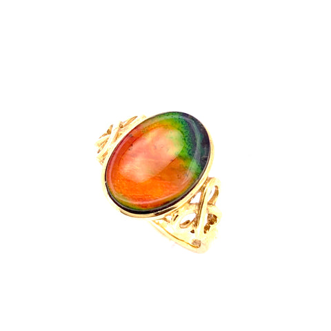 OVAL SHAPE AMMOLITE RING
