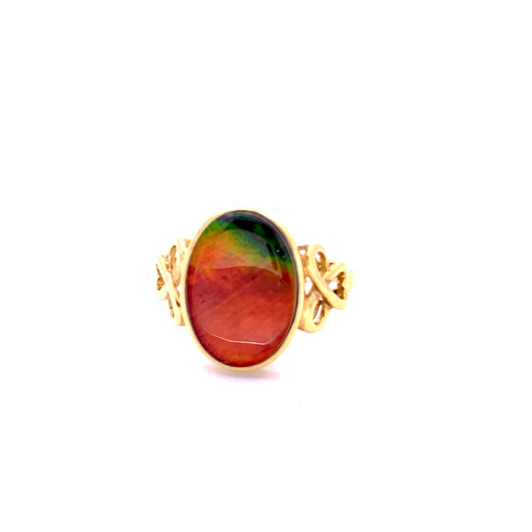 OVAL SHAPE AMMOLITE RING