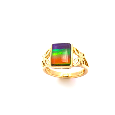 RECTANGULER SHAPE AMMOLITE RING