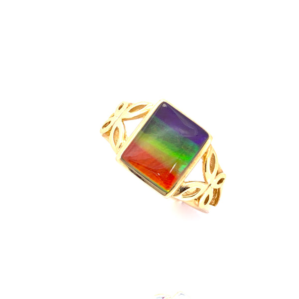 RECTANGULER SHAPE AMMOLITE RING