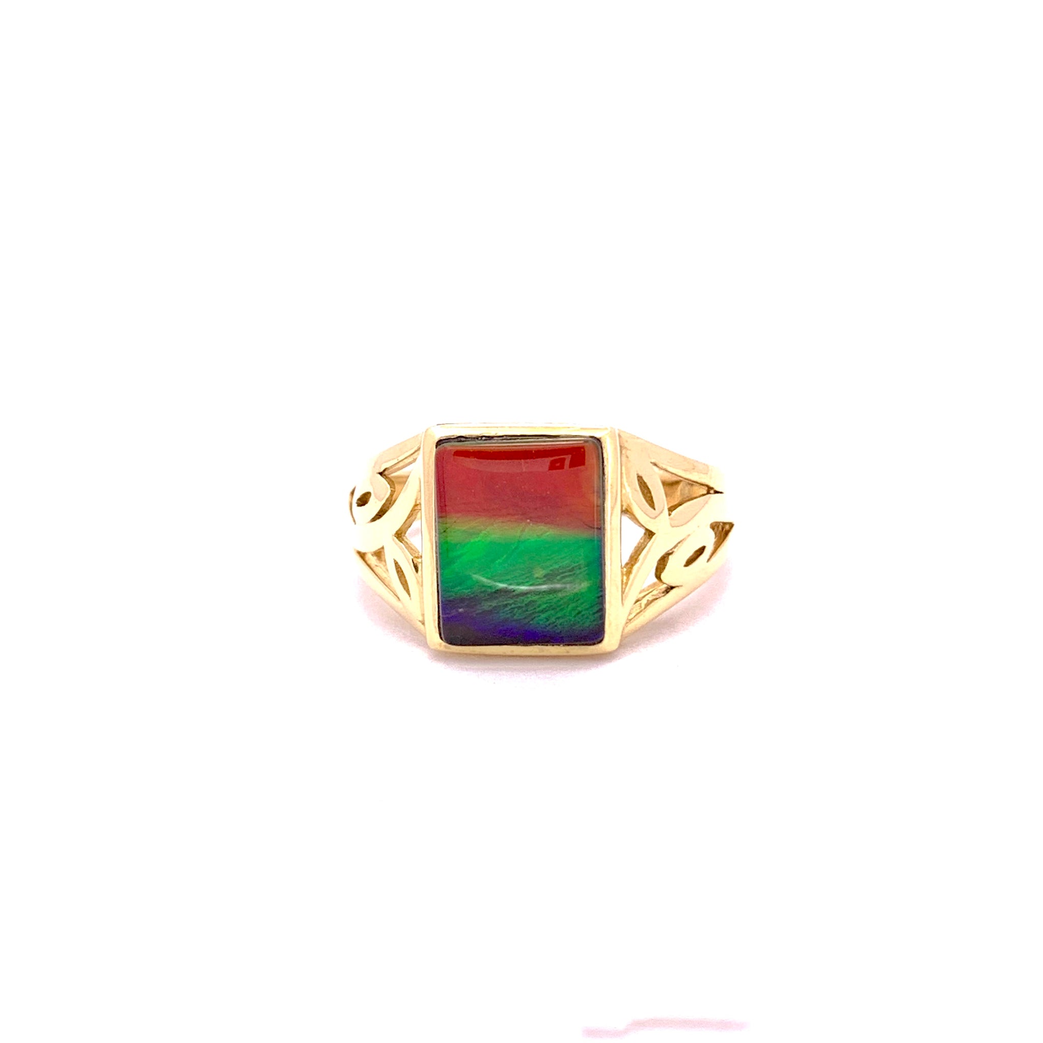 SQUARE SHAPE AMMOLITE RING