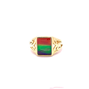 SQUARE SHAPE AMMOLITE RING