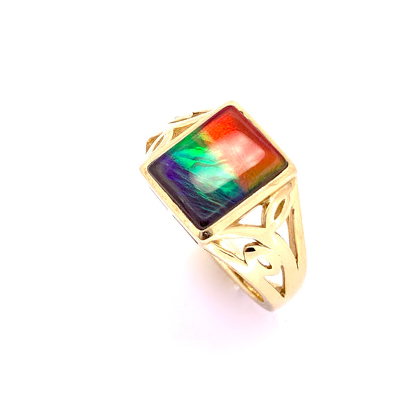 SQUARE SHAPE AMMOLITE RING