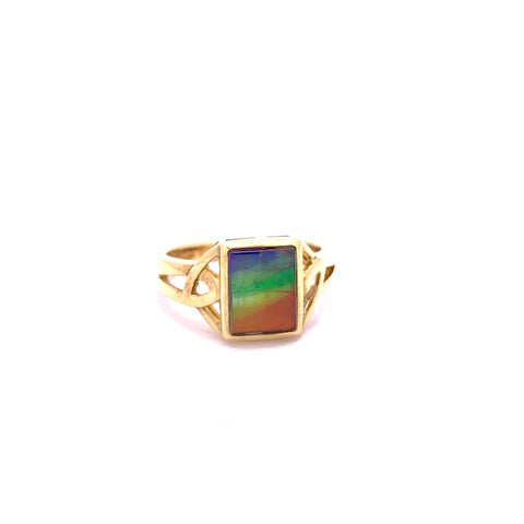RECTANGULAR AMMOLITE RING