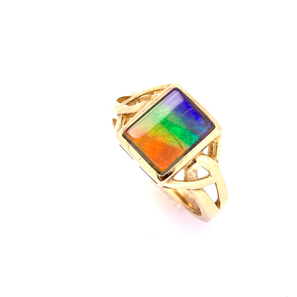 RECTANGULAR AMMOLITE RING