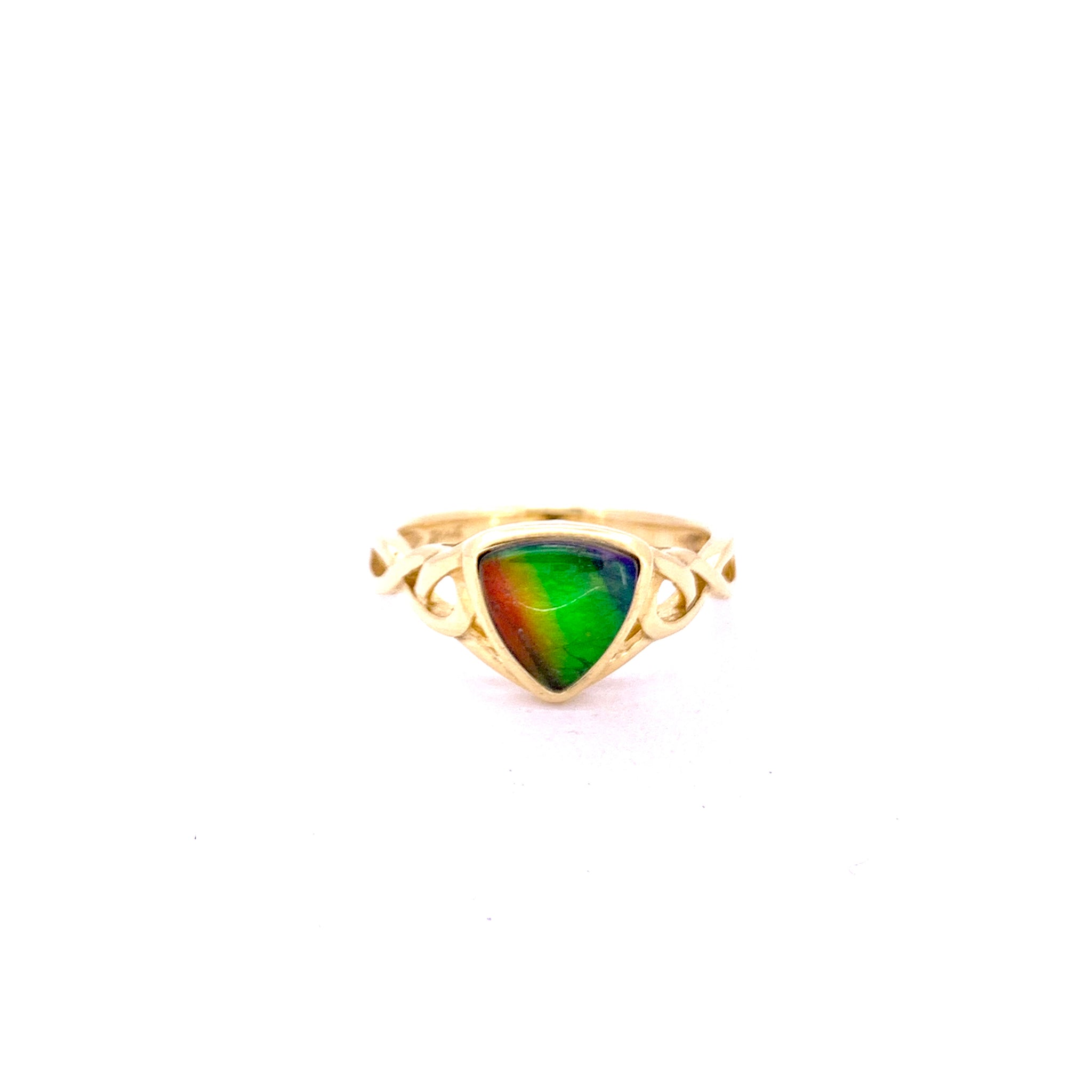 TRILLION SHAPE AMMOLITE RING