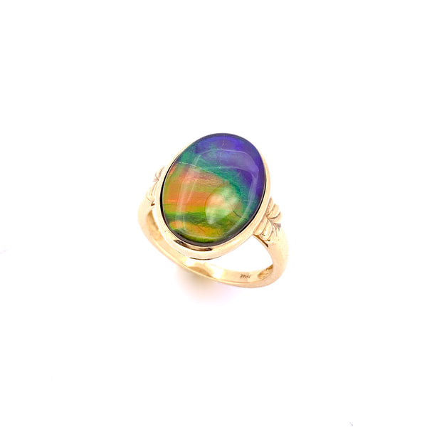 OVAL SHAPE AMMOLITE RING
