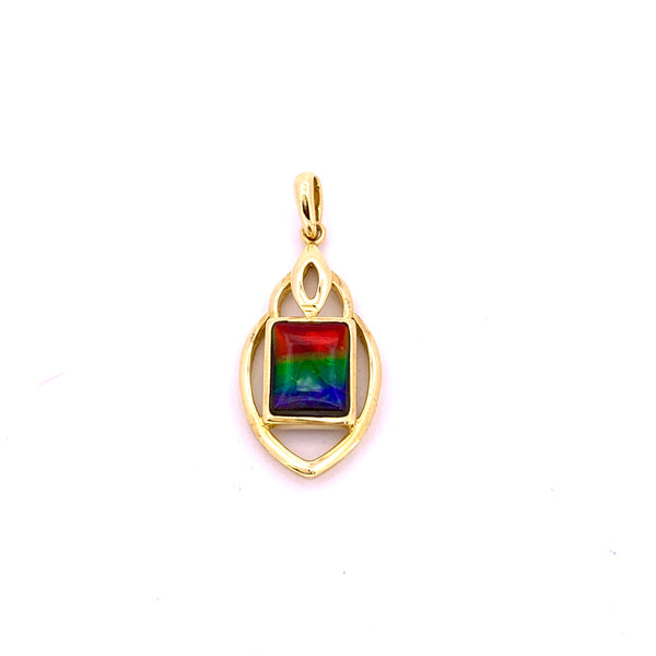 SQUARE SHAPE AMMOLITE PENDANT