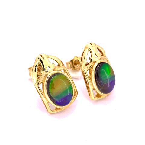 OVAL SHAPE AMMOLITE EARRINGS