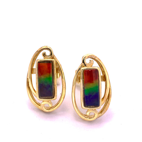 RECTANGULAR SHAPE AMMOLITE EARRINGS