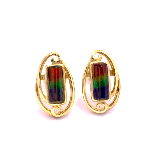 RECTANGULAR SHAPE AMMOLITE EARRINGS